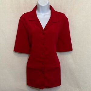 C-100‎ Allison Daley Red Short Sleeve Button Down Blouse Size 12